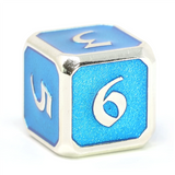 Single d6 - Mythica Platinum Aquamarine by Die Hard Dice
