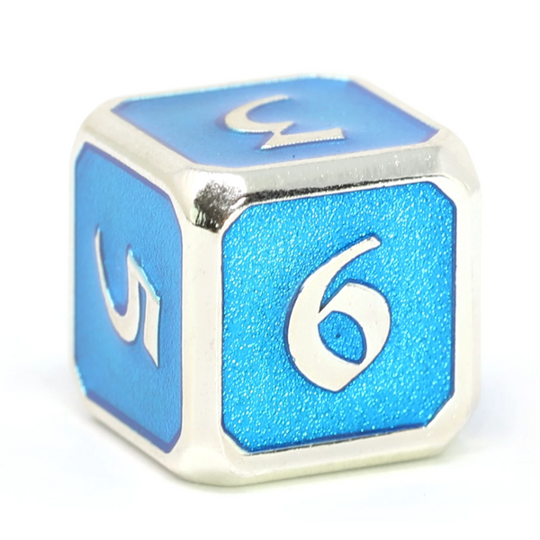 Single d6 - Mythica Platinum Aquamarine by Die Hard Dice