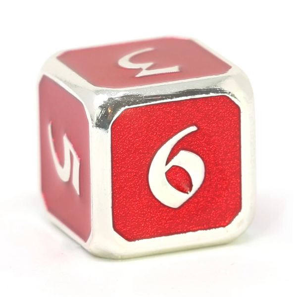 Single d6 - Mythica Platinum Ruby by Die Hard Dice