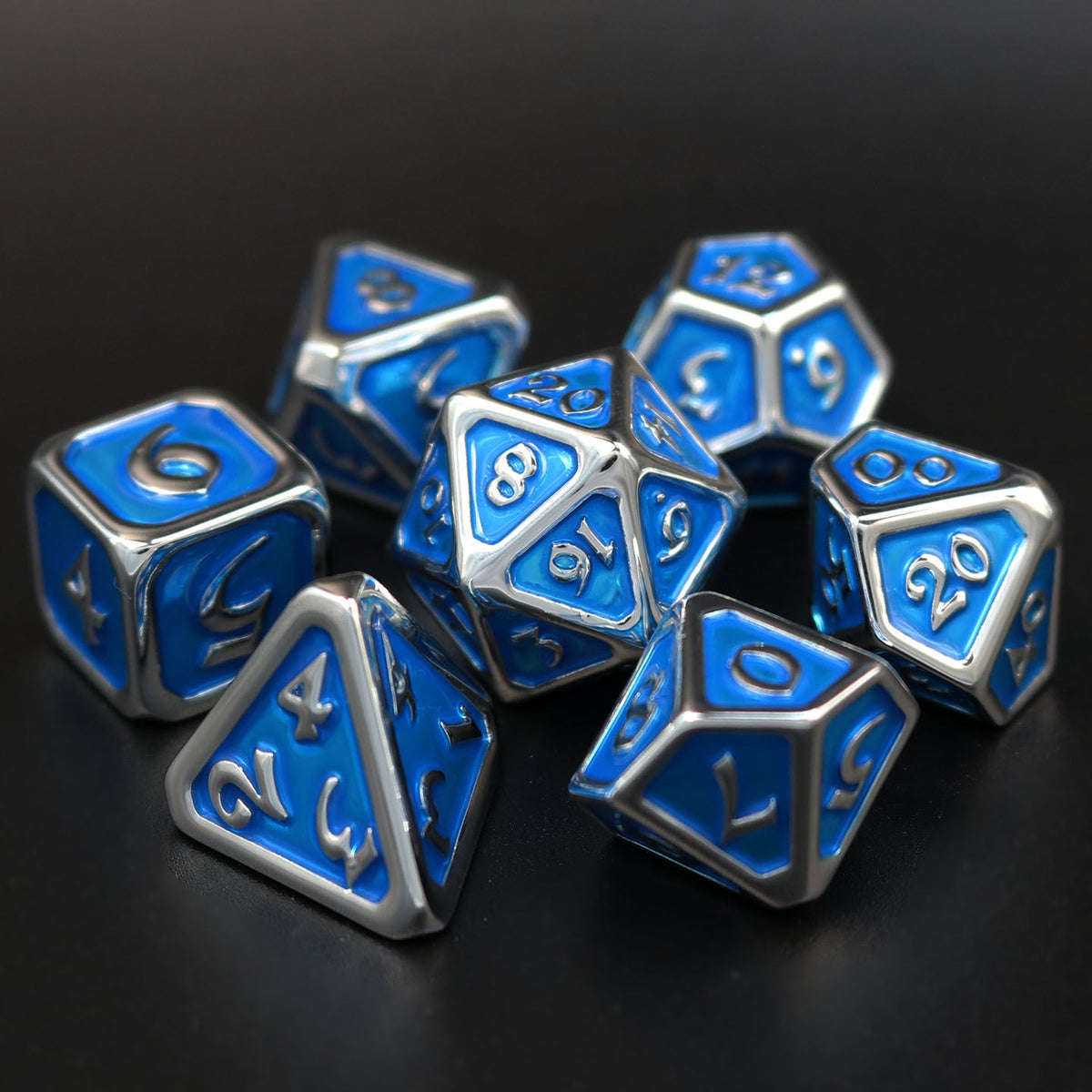 7pc RPG Set - Polychrome Diaglyph Argent Aquamarine