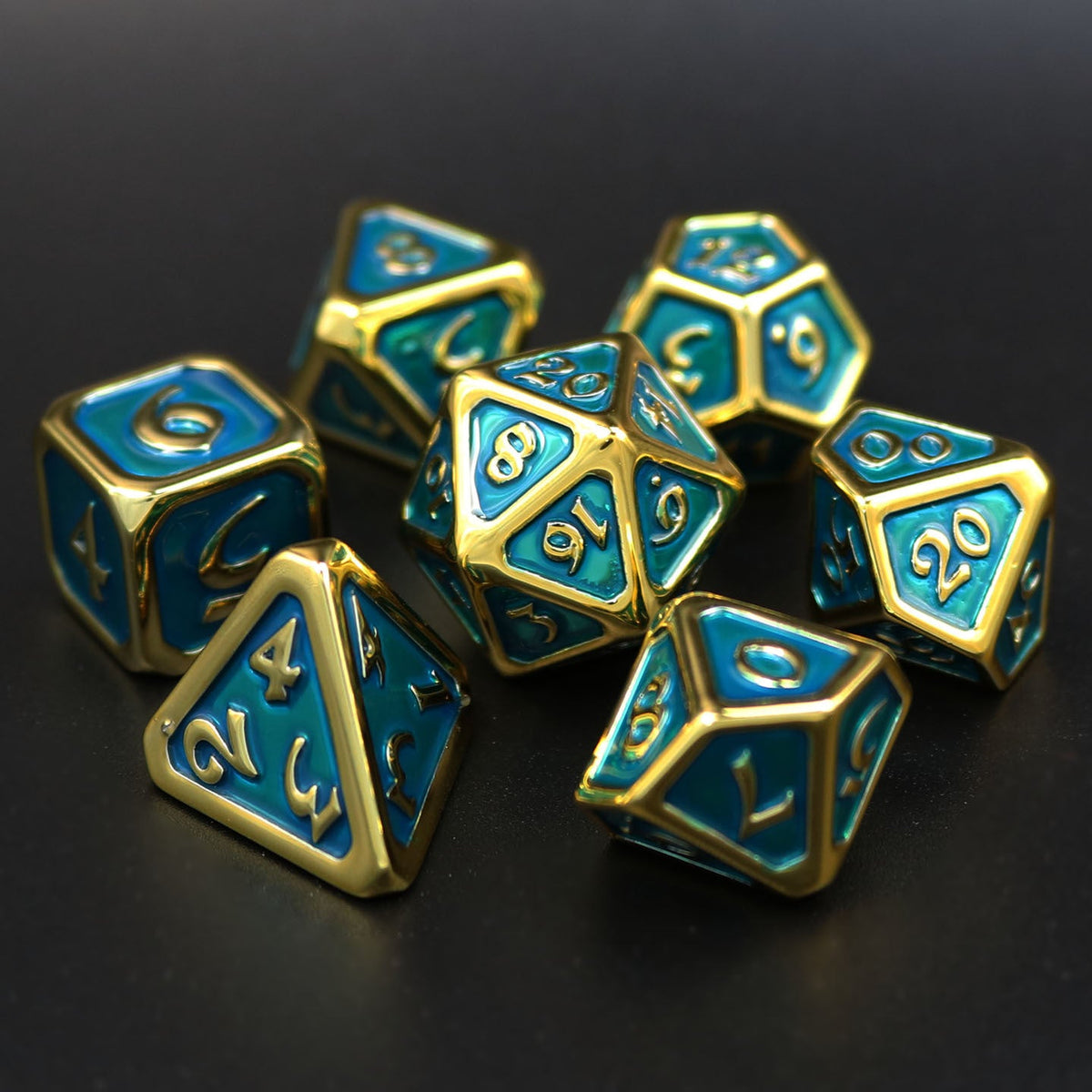 7pc RPG Set - Polychrome Diaglyph Auric Aquamarine