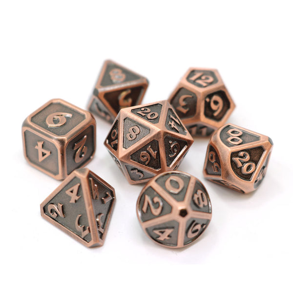 7 Piece RPG Set - Mythica Battleworn Copper by Die Hard Dice
