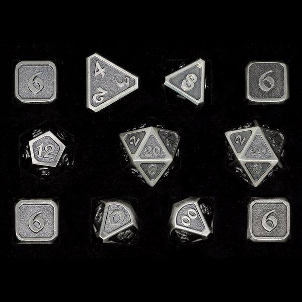 11 Piece RPG Set - Mythica Battleworn Silver by Die Hard Dice