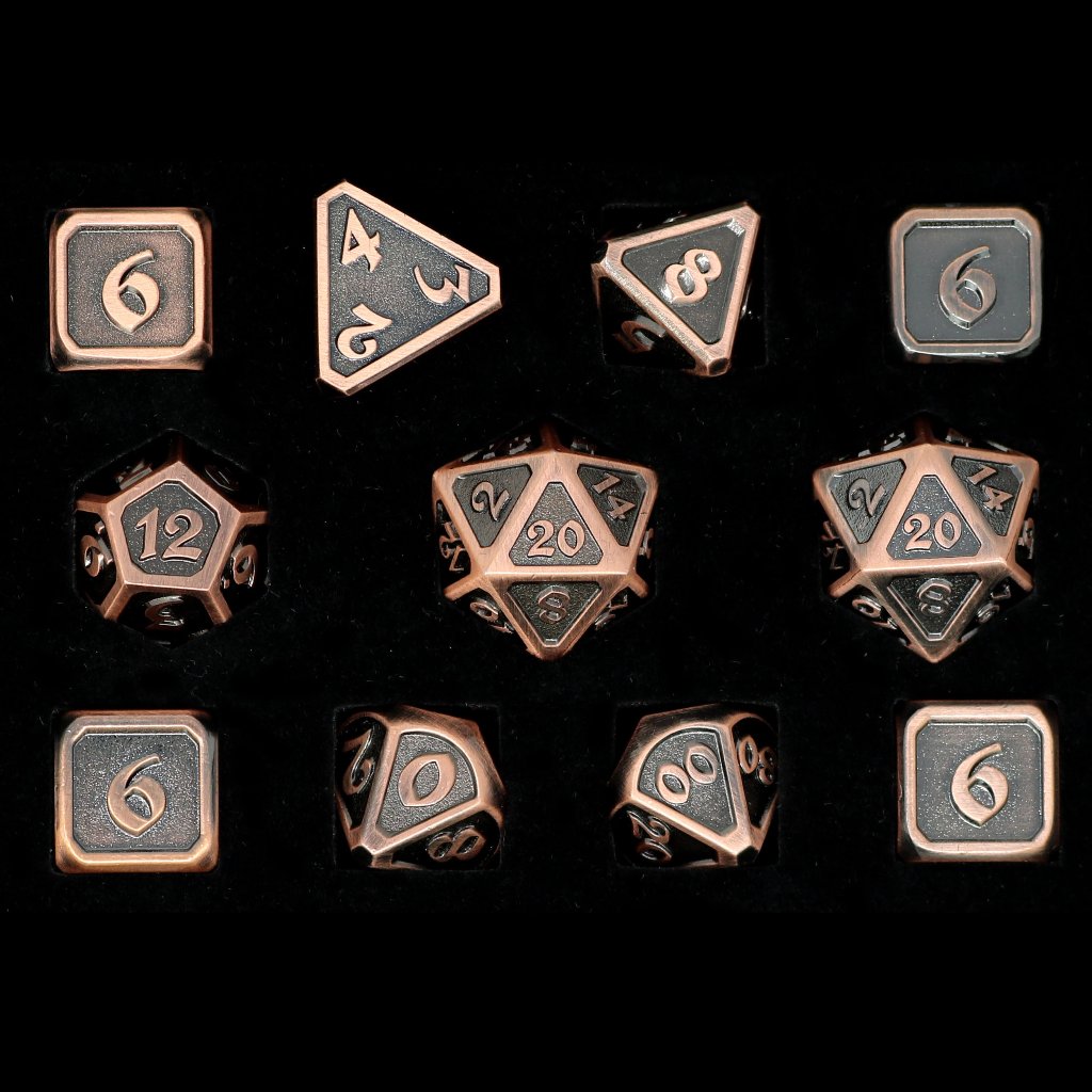 11 Piece RPG Set - Mythica Battleworn Copper by Die Hard Dice