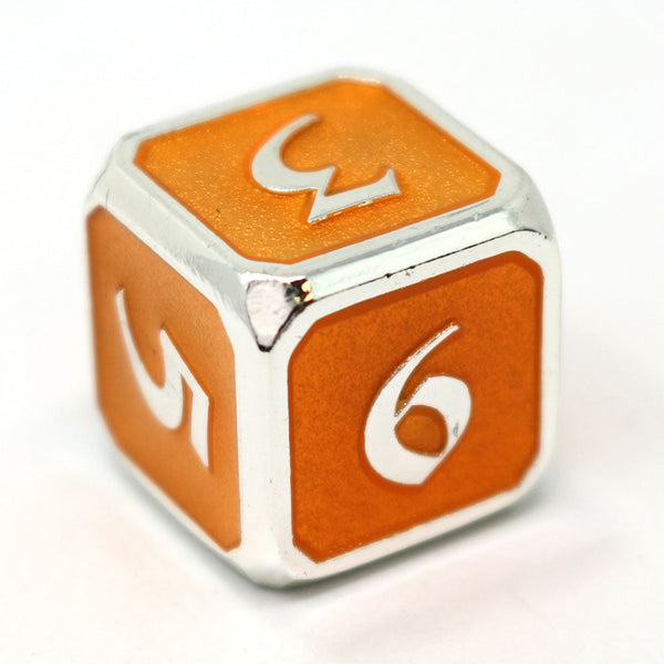 Single d6 - Mythica Platinum Citrine by Die Hard Dice
