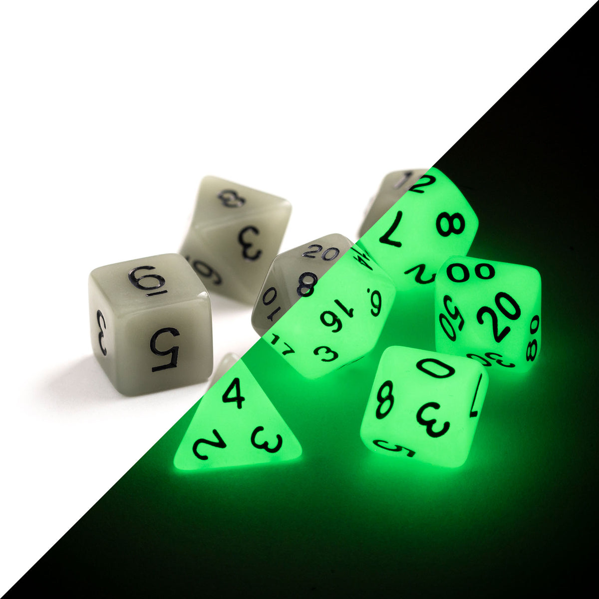 7pc RPG Set - Glow-in-the-Dark White