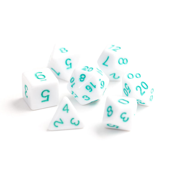 7pc RPG Set - White with Pastel Teal