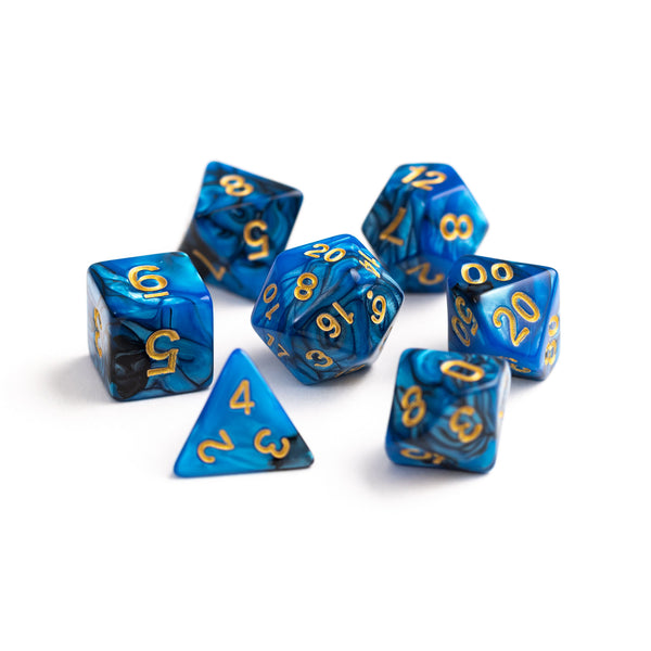 7pc RPG Set - Blue and Black Marble