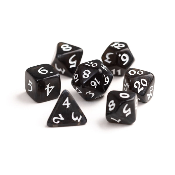 7pc RPG Set - Elessia Essentials - Black with White