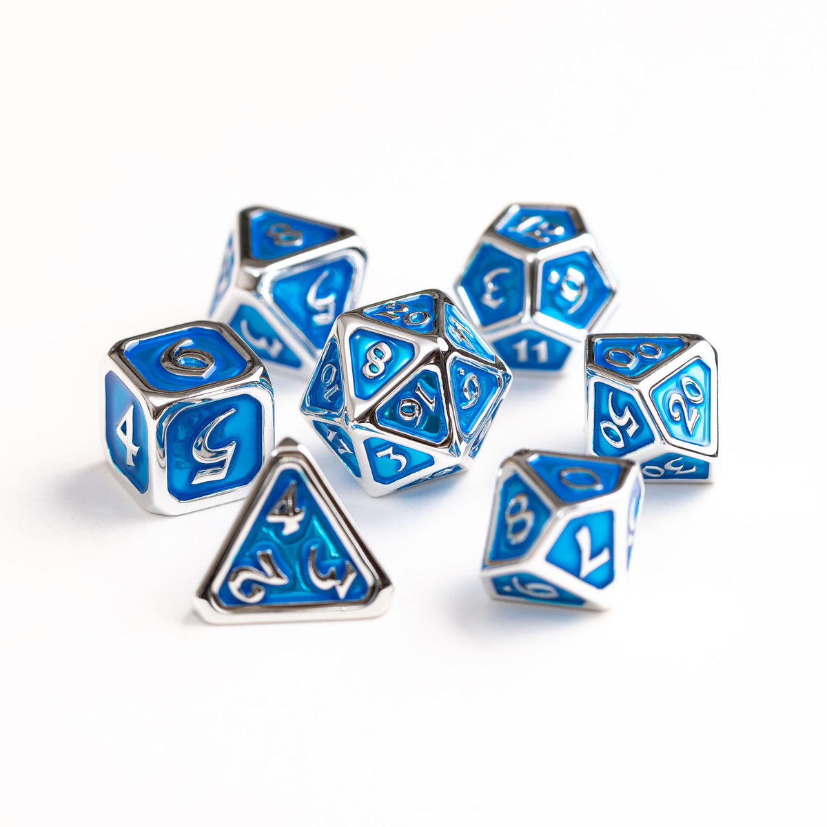 7pc RPG Set - Polychrome Diaglyph Argent Aquamarine