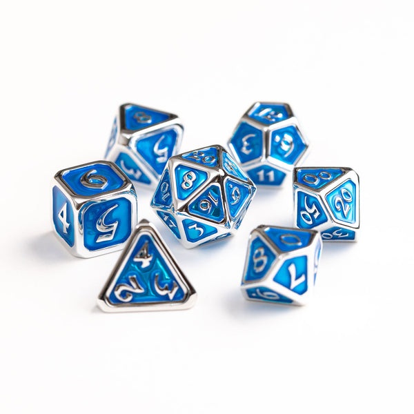 7pc RPG Set - Polychrome Diaglyph Argent Aquamarine