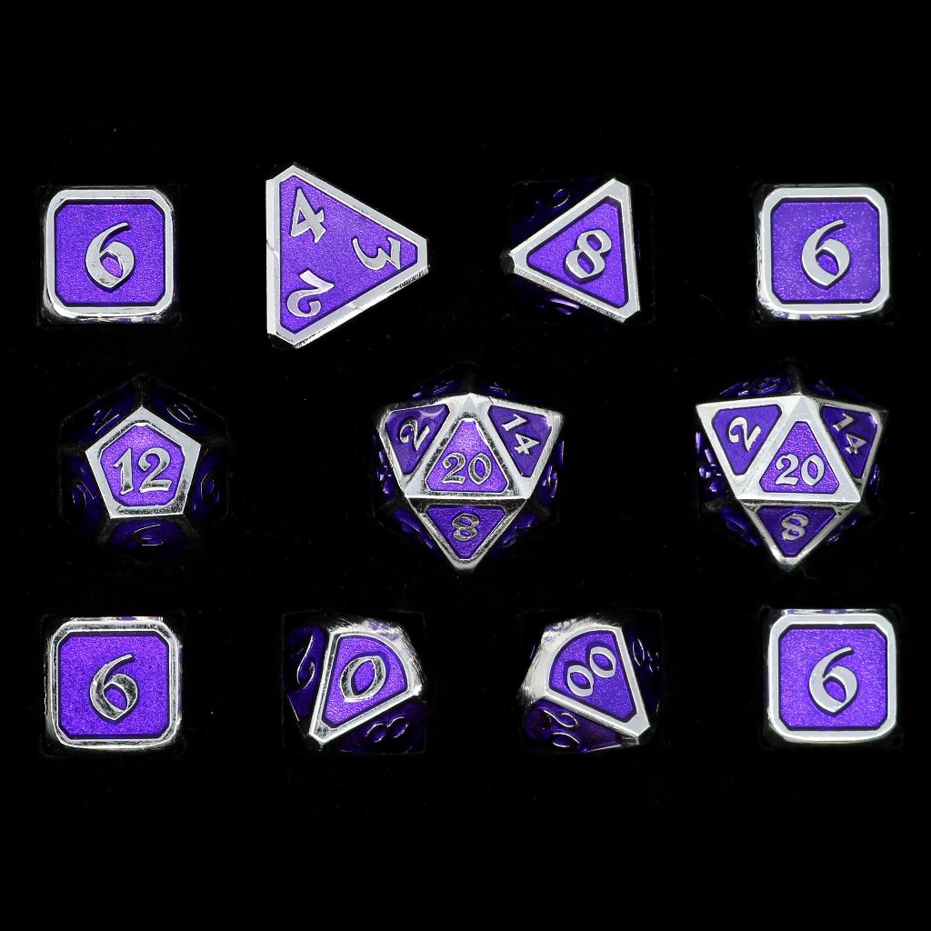 11 Piece RPG Set - Mythica Platinum Amethyst by Die Hard Dice