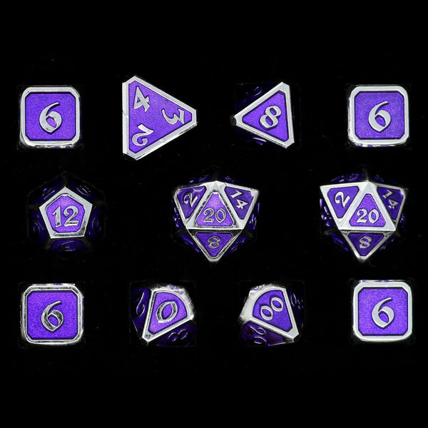 11 Piece RPG Set - Mythica Platinum Amethyst by Die Hard Dice