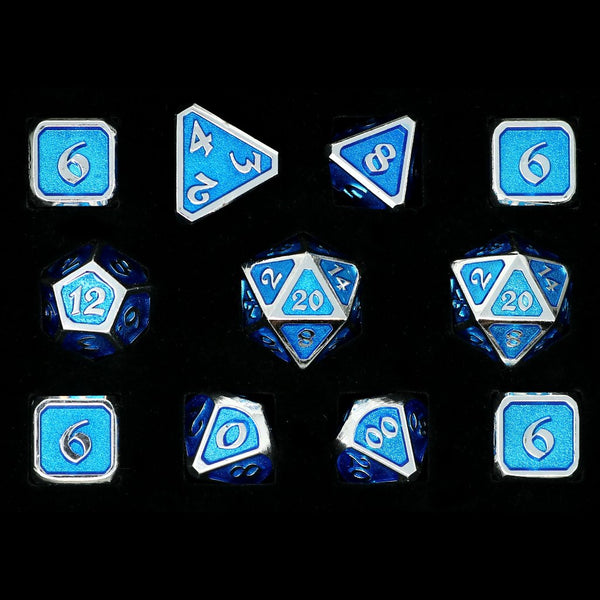 11 Piece RPG Set - Mythica Platinum Aquamarine by Die Hard Dice