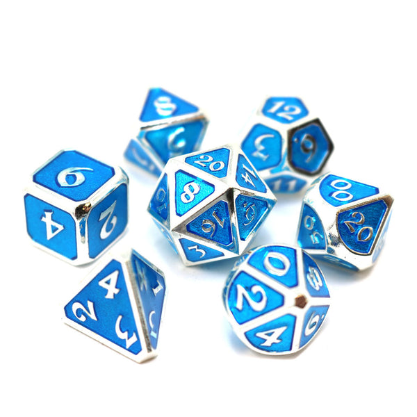 7 Piece RPG Set - Mythica Platinum Aquamarine by Die Hard Dice