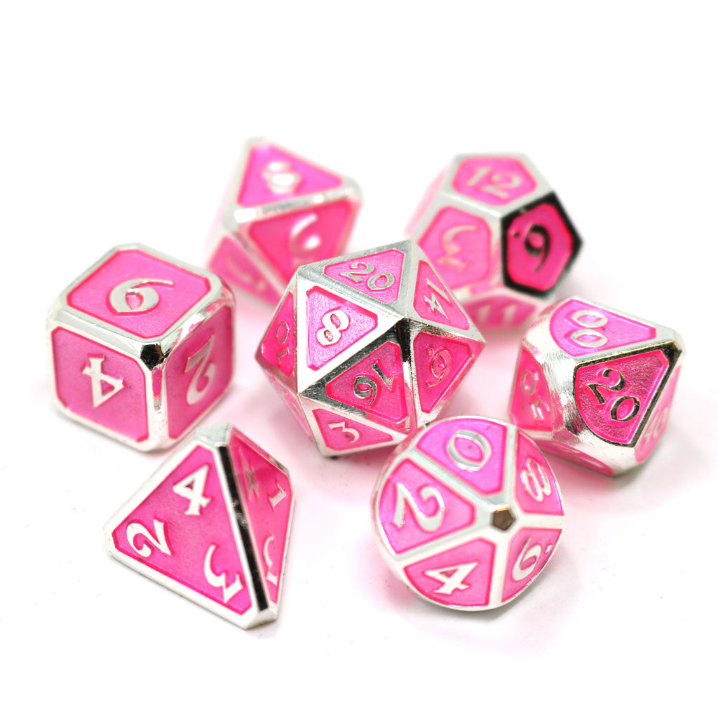 7 Piece RPG Set - Mythica Platinum Pink Sapphire by Die Hard Dice