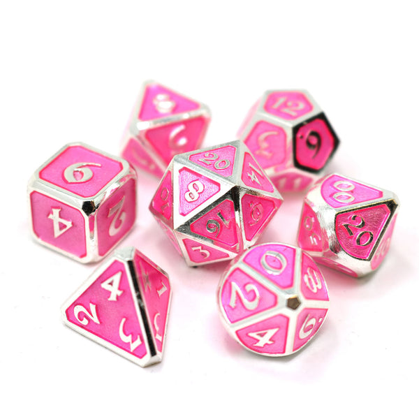 7 Piece RPG Set - Mythica Platinum Pink Sapphire by Die Hard Dice