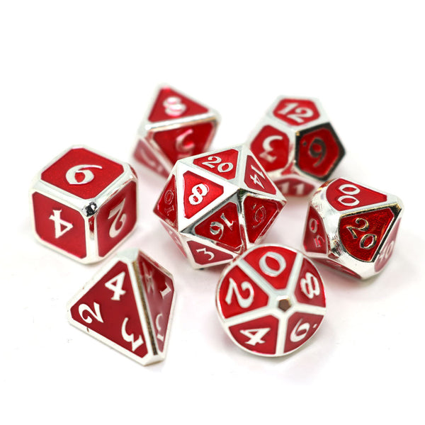 7 Piece RPG Set - Mythica Platinum Ruby by Die Hard Dice