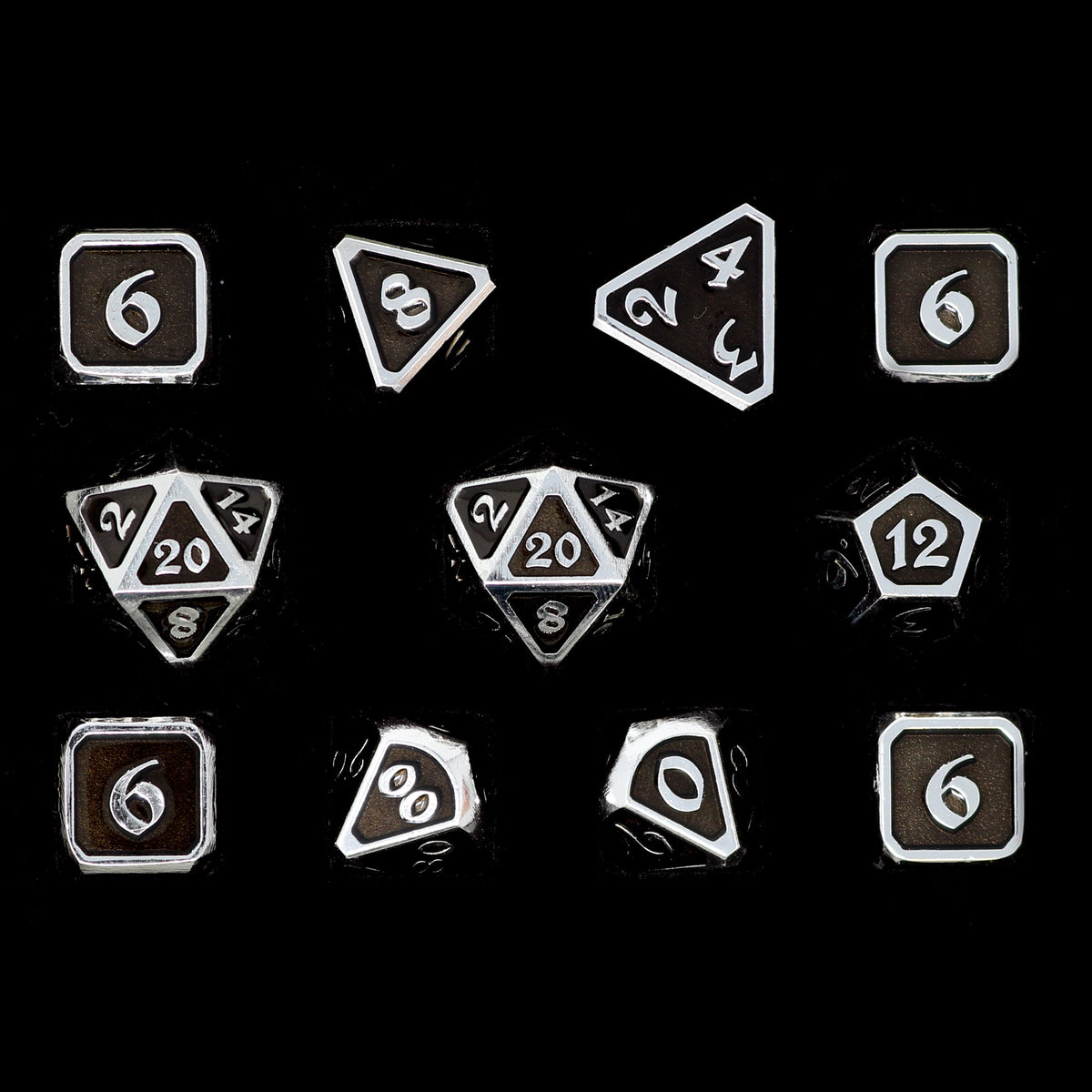 11 Piece RPG Set - Mythica Platinum Onyx by Die Hard Dice