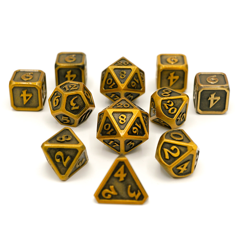 11 Piece RPG Set - Mythica Battleworn Gold by Die Hard Dice