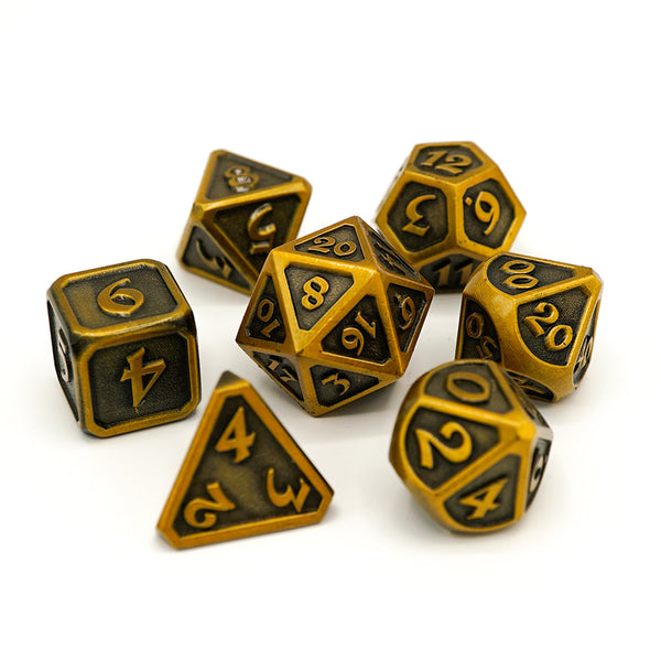 7 Piece RPG Set - Mythica Battleworn Gold by Die Hard Dice