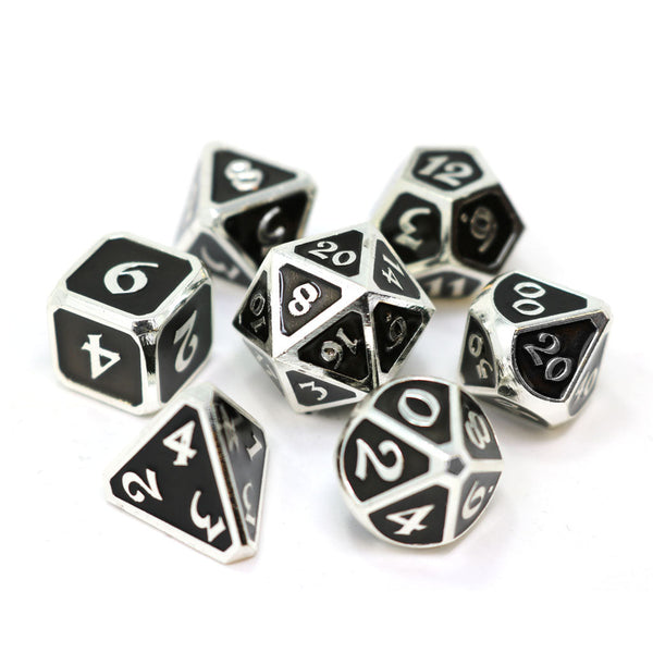 7 Piece RPG Set - Mythica Platinum Onyx by Die Hard Dice